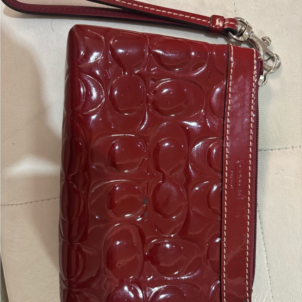 Coach Red Patent Leather Wristlet